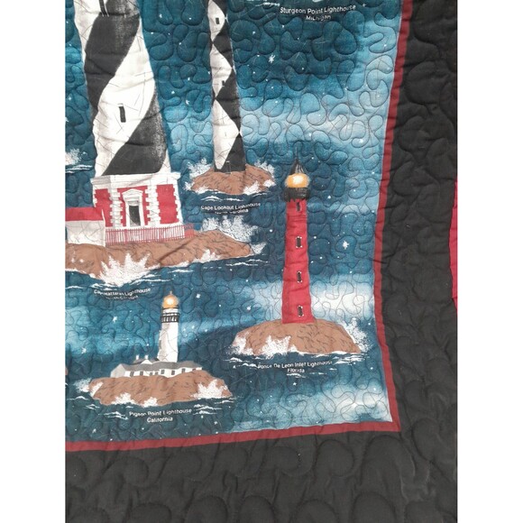 Lighthouse Lap Quilt, Large Size Handmade - Picture 3 of 4